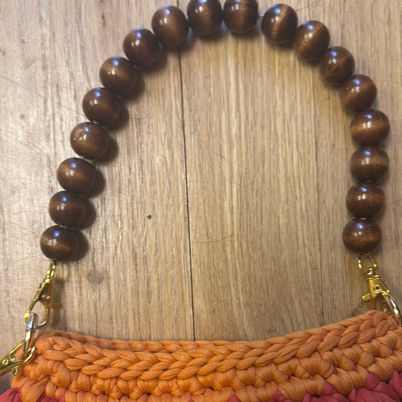 Handcrafted Multicolor Woven Bag with Beaded Handle - Picture 2 of 3